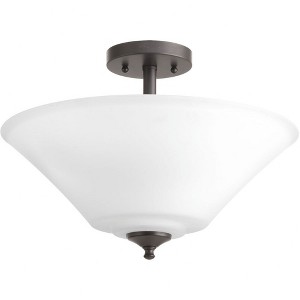 Progress Lighting Joy Collection 3-Light Semi-Flush Fixture, Antique Bronze, White Etched Glass Shade - 1 of 4