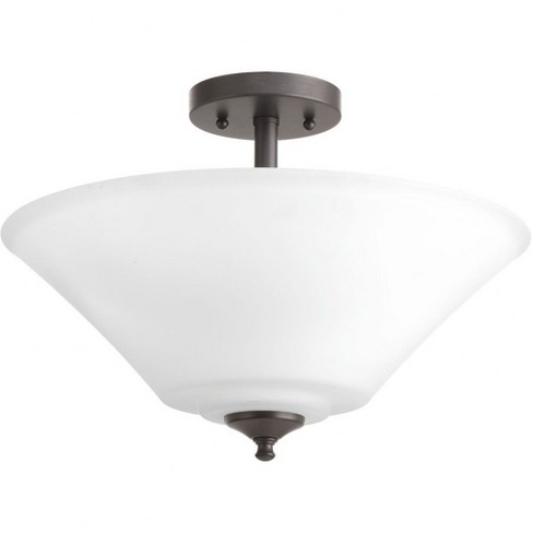 Progress Lighting Joy Collection 3-Light Semi-Flush Fixture, Antique Bronze, White Etched Glass Shade - image 1 of 4