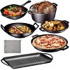 Bruntmor Pre Seasoned Cast Iron 7 Piece Bundle Kitchen Cooking Or Camping Cooking Set, Black - 3 of 4