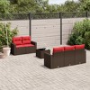 vidaXL 6 Piece Patio Sofa Set with Cushions Black Poly Rattan - 2 of 4