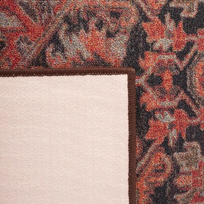 Journey Red and Navy Synthetic Washable Runner Rug