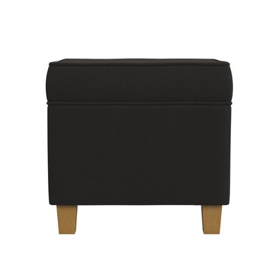 Chocolate Brown Velvet Square Storage Ottoman with Honey Oak Legs