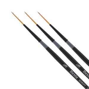 Creative Mark Beste Golden Taklon Script Liner #0 - 3 Pack Artist Brush, Professional Watercolor Brushes, For Acrylic Painting, Short Handle, Sharp - 1 of 4