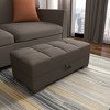 HomeRoots 50" Brown Upholstered Tufted Fabric Storage Ottoman - 2 of 4