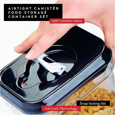 Clear Plastic BPA-Free Food Storage Containers with Black Lids, Set of 6