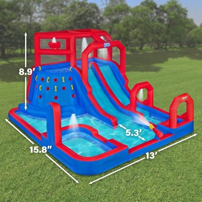 Mega Inflatable Blue and Red Backyard Water Slide Park