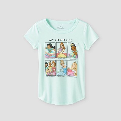 Girls' Disney Princess My To Do List Short Sleeve Graphic T-Shirt - Green