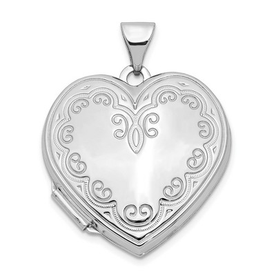 Black Bow Jewelry 14k White Gold 21mm Ornate Heart Locket
