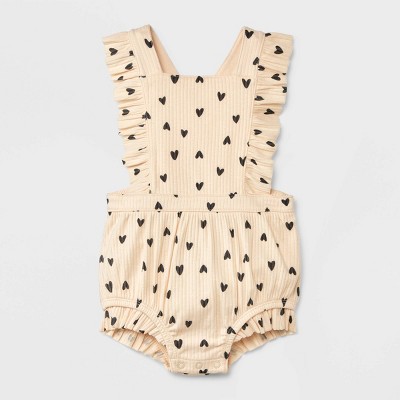 Image of Baby Girls' Heart Ruffle Romper - Cat & Jack™ Light Yellow 12M