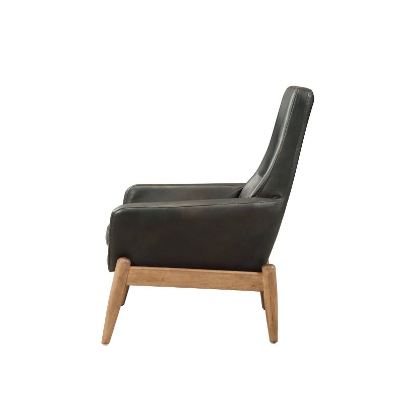30&#34; Dolphin Accent Chair Black Top Grain Leather - Acme Furniture, 3 of 7