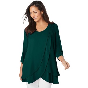Jessica London Women's Plus Size Double Layer Tunic - 1 of 4