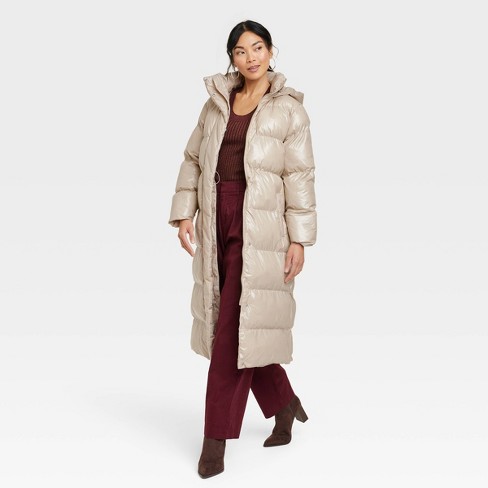 Women's Relaxed Duvet Puffer Jacket - A New Day™ Tan L