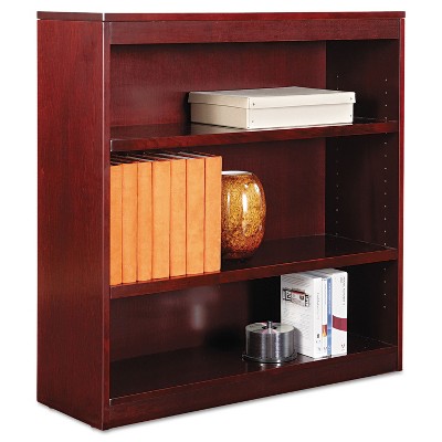 Alera Square Corner Wood Veneer Bookcase Three-Shelf 35-5/8 x 11-3/4 x 36 Mahogany BCS33636MY