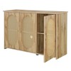 DOMETOUR Retro 3-Door Sideboard with Large Storage Space Artificial Rattan Doors and Metal Handles Cabinet for Living Room and Hallway - 4 of 4
