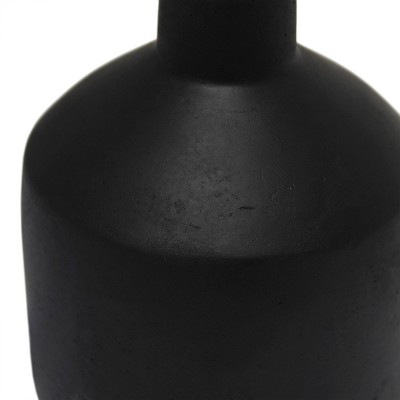 Black Concrete Nightstand Lamp with White Empire Shade