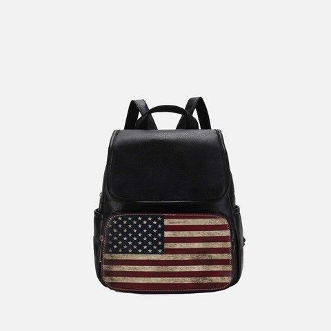 MKF Collection Patriotic Americana Backpack Bag – Fourth of July Vegan Leather Travel Backpack, Regina | MKF Collection by Mia K - Black