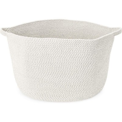 Juvale Large Round Cotton Rope Woven Storage Basket Bins for Toys, Blankets – 20 x 14 inches, White