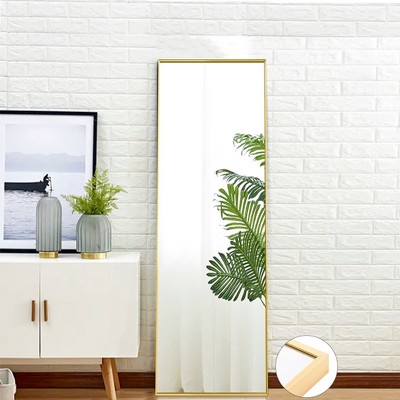 Grungis Rectangle Full Length Mirror,Leaning Floor Full Body Mirror with Metal Frame,Wall Mounted Mirror for Cloakroom