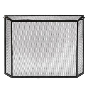 Achla Designs 44" Large Contemporary Wrought Iron Spark Guard Screen Graphite Finish - 1 of 4
