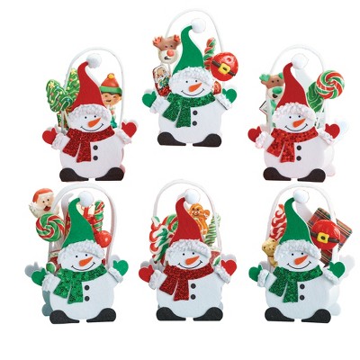 Collections Etc Adorable Sequin Snowman Treat Bags - Set of 6 6 X 3 X 8