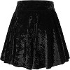 Women's Vintage Velvet Skater Skirt - Stretchy Flared Mini A-Line Skirt Black-series 2 - 3 of 4