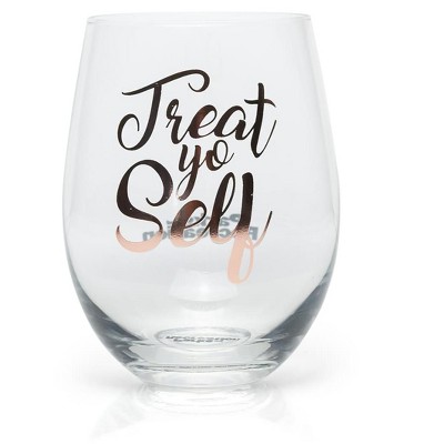 Surreal Entertainment Parks and Recreation Treat Yo Self Stemless Wine Glass | Pink