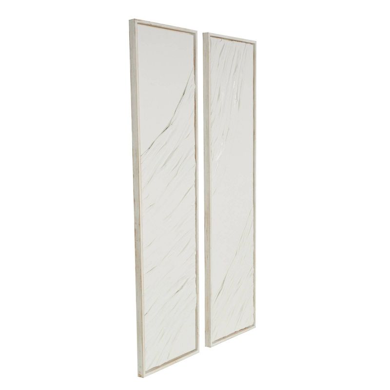Olivia &#38; May Set of 2Wood Abstract Dimensional Wavy Textured Panel Wall Decor Cream, 5 of 8