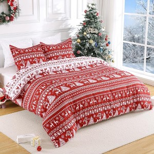 3 Piece Christmas Bedding Duvet Cover Set - 1 of 4