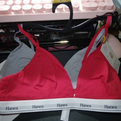 Hanes Originals Women's 2pk Stretch Triangle Bralette Mho102 - Black ...