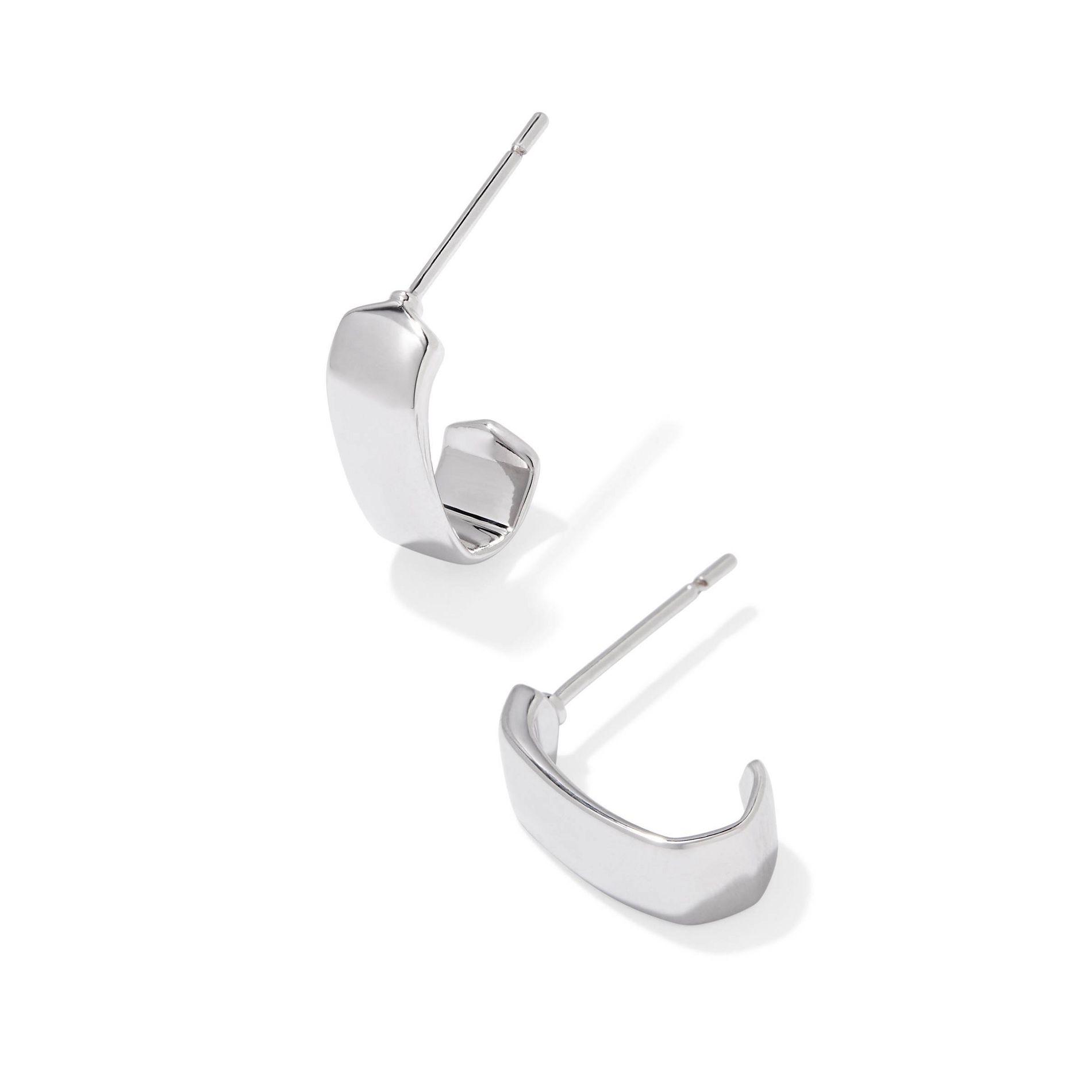 Kendra Scott Traci Huggie Hoop Earrings - Silver: Rhodium Over Brass, Post Closure, 0.29" Length, 3.5g Weight