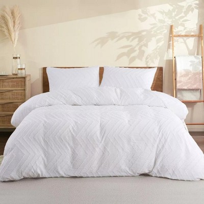 Peace Nest Tufted Clipped Jacquard Geometric Duvet Cover & Pillowcase ...