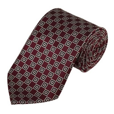 Thedappertie Men's Maroon, Silver And White Geometric 3.25 Inch W And ...