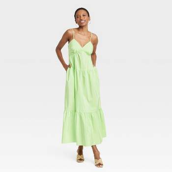 Green spaghetti strap High Low Maxi Dress