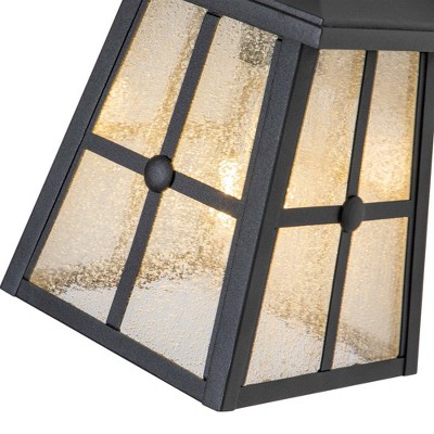 Matte Black Aluminum Outdoor Wall Sconce with Seeded Glass