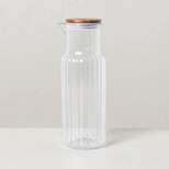 37oz Ribbed Clear Plastic Beverage Carafe with Wood Lid - Hearth & Hand™ with Magnolia