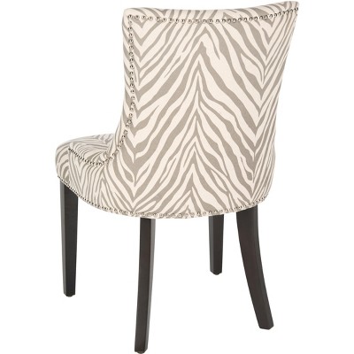Lester Gray Zebra Linen Parsons Dining Chairs Set of 2