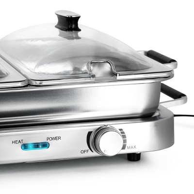 Silver Stainless Steel 3-in-1 Electric Buffet Server and Warming Tray