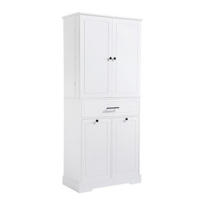 Ridstar 72.6 in. H White Bathroom Cabinet with Doors & Drawers
