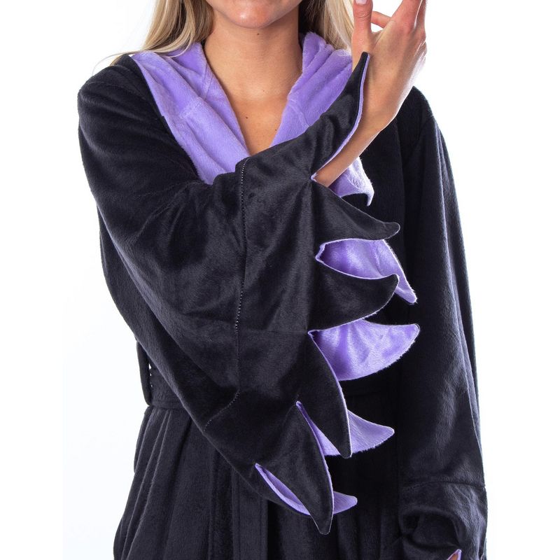 Disney Villains Women's Maleficent Costume Fleece Plush Robe Bathrobe, 3 of 6