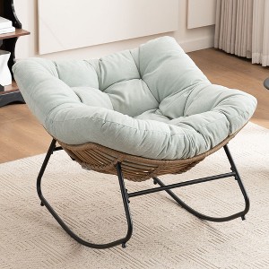 PAGED Modern Nursery Rocking Chair Chenille Upholstered Accent Chair with Metal Frame for Living Room, Bedroom - 1 of 4