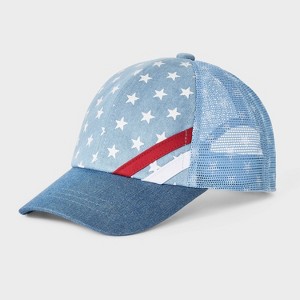 Kids' 4th of July Denim Trucker Baseball Hat - Cat & Jack™ Blue - 1 of 3