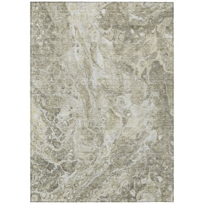 Tan Brown And Beige Abstract Washable Indoor Outdoor Area Rug