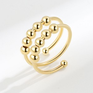 Anna-Kaci Women's Beaded Wrap Ring Adjustable Layered Ball Detailing Modern Minimalist Jewelry Accessory 0.4in - 1 of 4