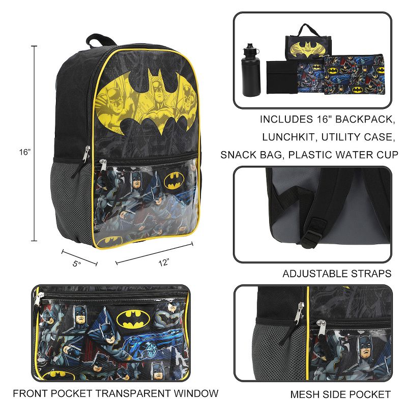 Youth Batman 4pc Backpack and Lunch Set for boys, 5 of 7