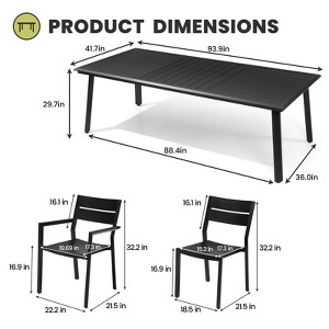 Crestlive Products 7pc Aluminum Patio Dinning Set 82.7in Table and 6 Chairs Aluminum Table Top Black for Outdoor Pool Lawn - 1 of 4