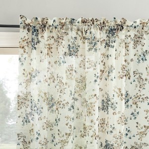 No. 918 1pc 51"x63" Alethea Floral Print Crushed Sheer Voile Rod Pocket Curtain Panel Antique - 1 of 2
