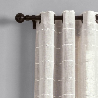 Beige Sheer Polyester Grommet Window Curtain Panels, 38"W x 95"L