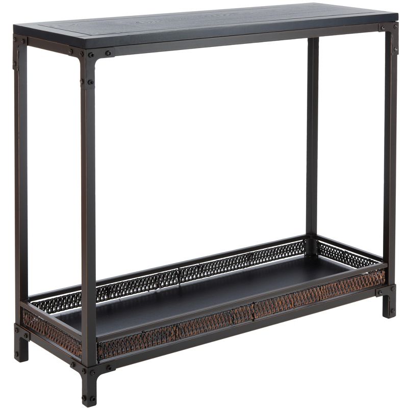 Dinesh Console Table With Storage Shelf - Black/Dark Walnut - Safavieh., 3 of 10