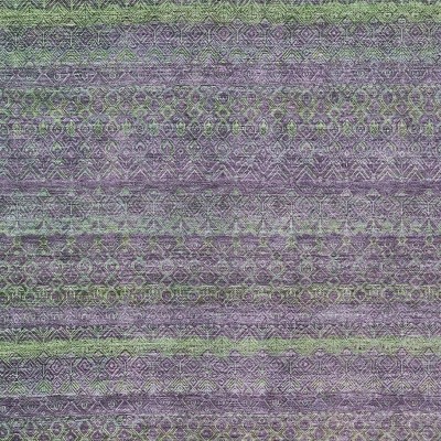 Purple And Lime Green Striped Washable Indoor Outdoor Area Rug