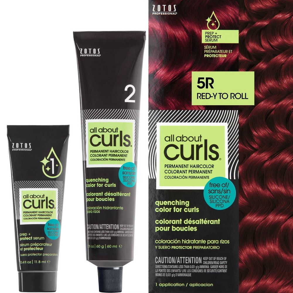 Photos - Hair Dye All About Curls Permanent Hair Color - Red-y To Roll 5R - 2.4 fl oz